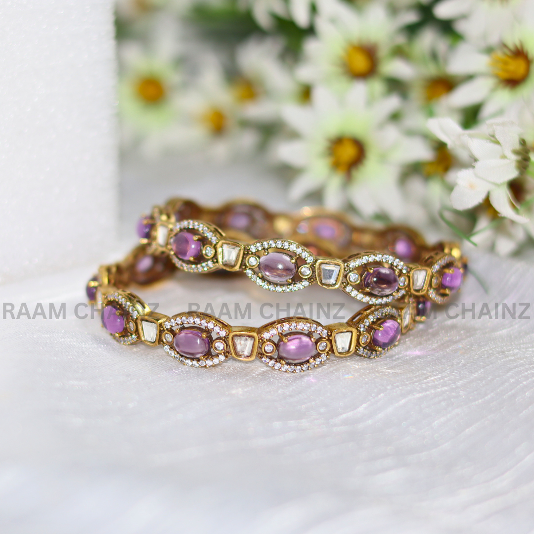 Antique Purple Stone CZ Bangles