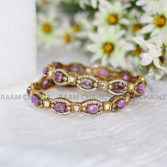 Antique Purple Stone CZ Bangles