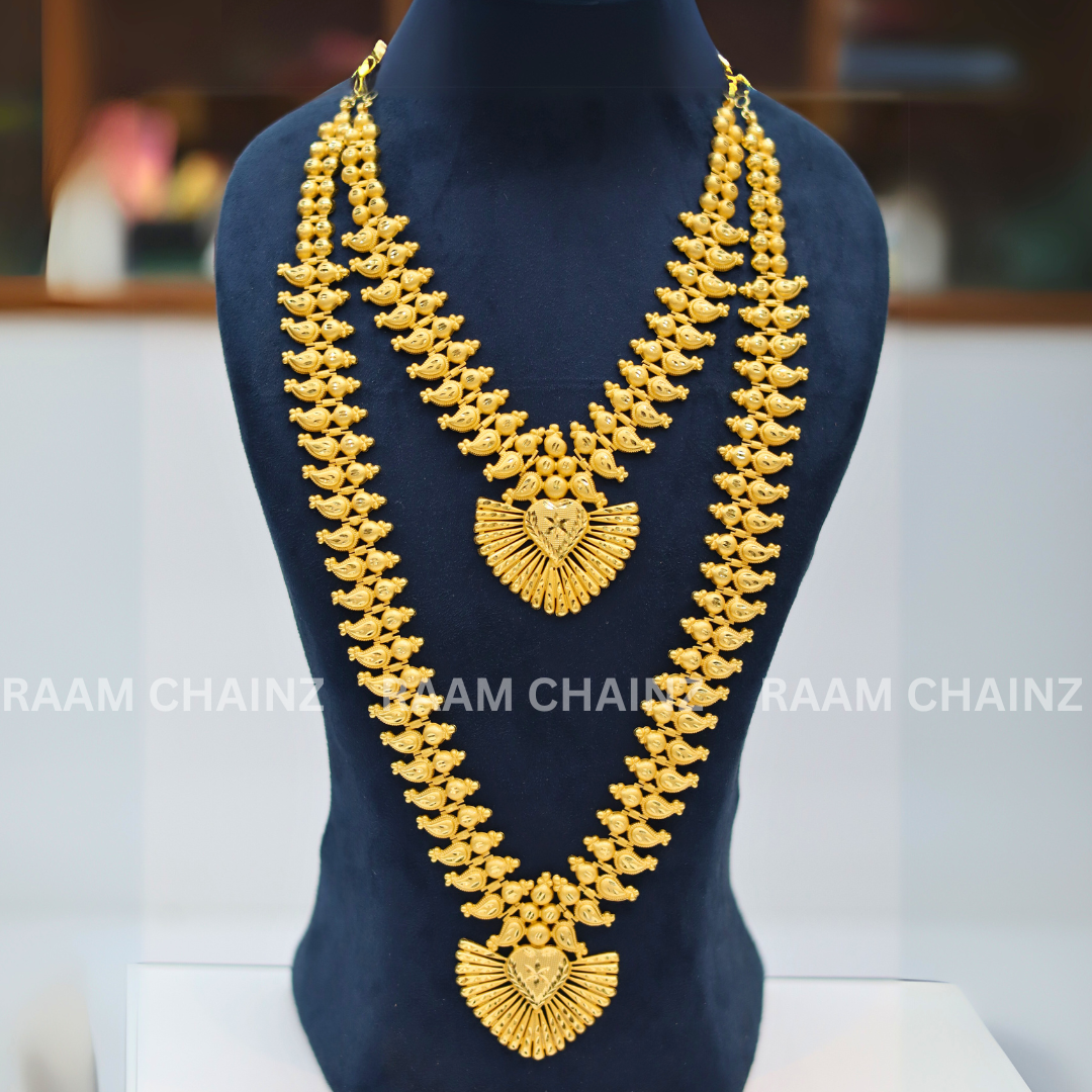 Kerala Forming Haram Combo Set 2 Line (Mango Crape)