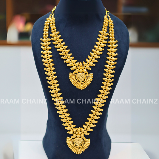 Kerala Forming Haram Combo Set 2 Line (Mango Crape)