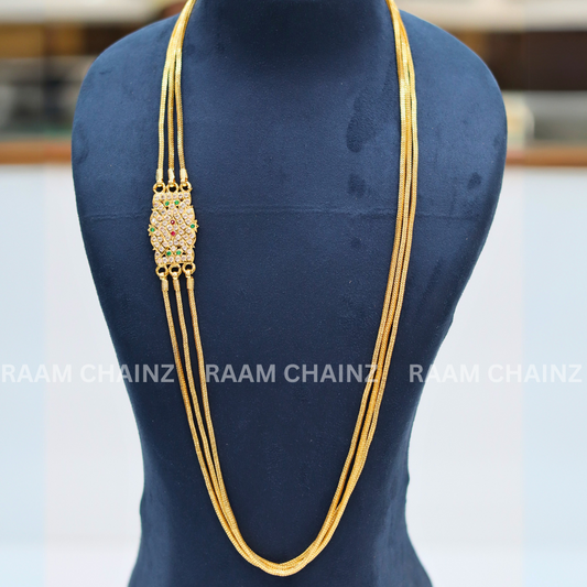 3-line Mope Square Box Chain (Ruby+White)