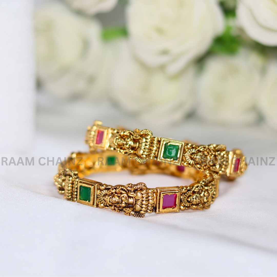 Antique Lakshmi Square Stone Bangles