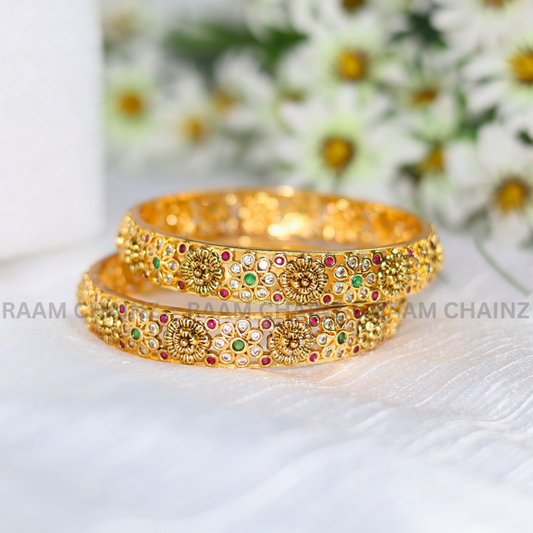 Antique Flower Stone Bangles