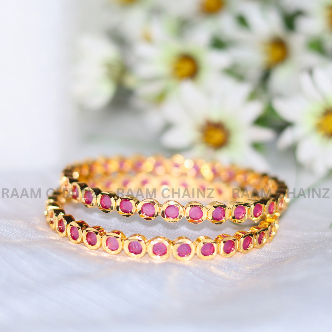 Single Line Ruby Antique Bangles