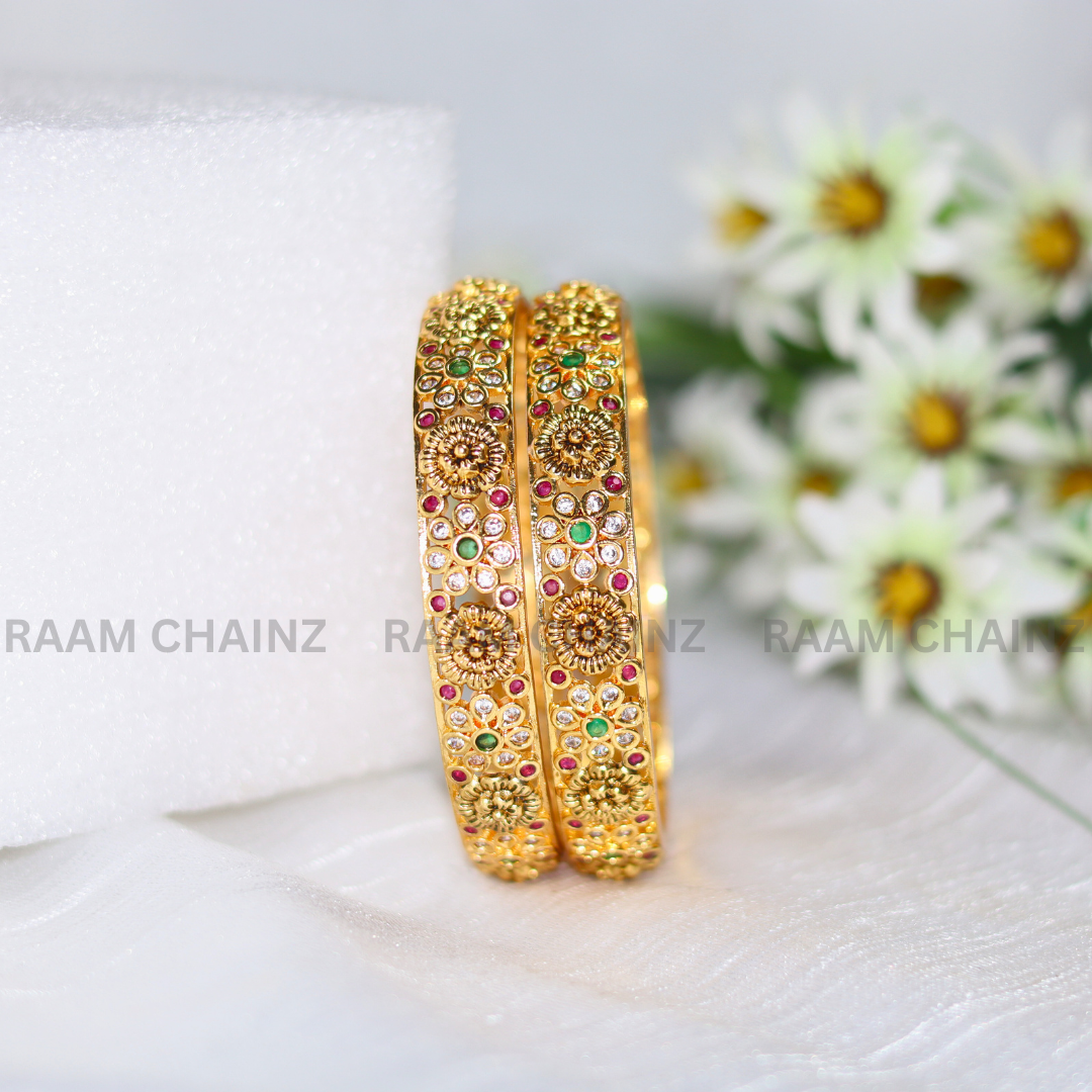 Antique Flower Stone Bangles
