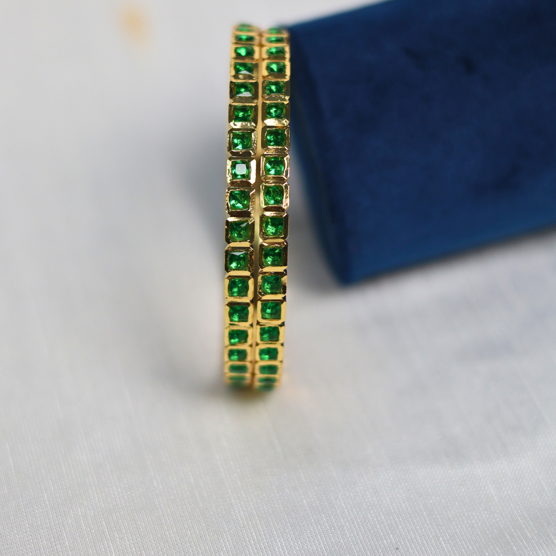 Square Green Stone bangle
