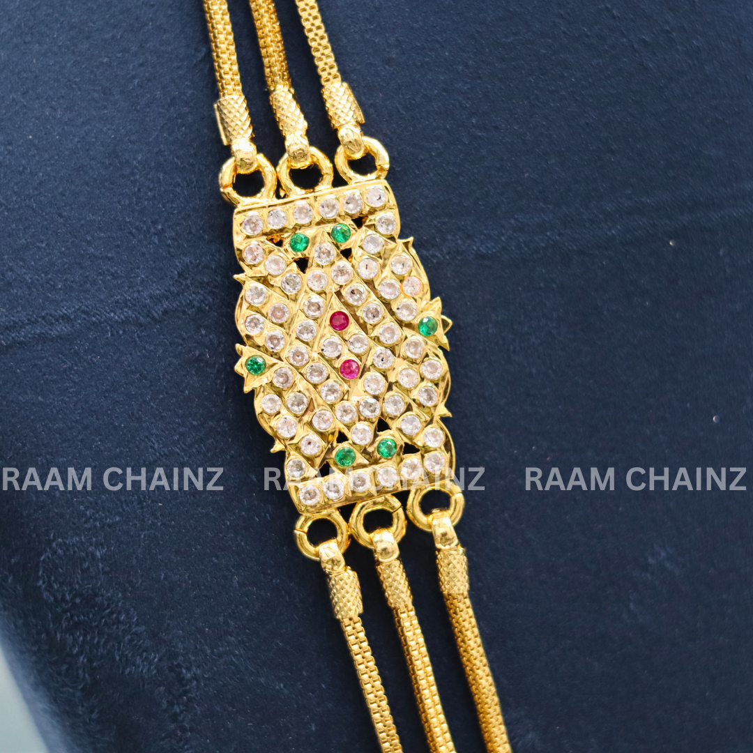 3-line Mope Square Box Chain (Ruby+White)