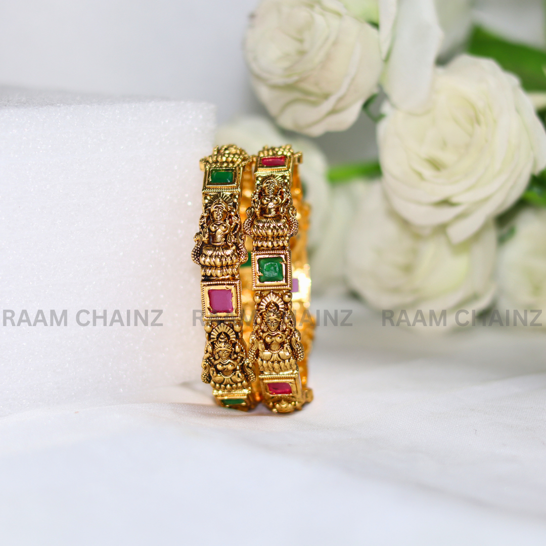 Antique Lakshmi Square Stone Bangles