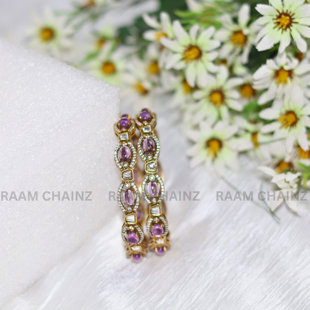 Antique Purple Stone CZ Bangles