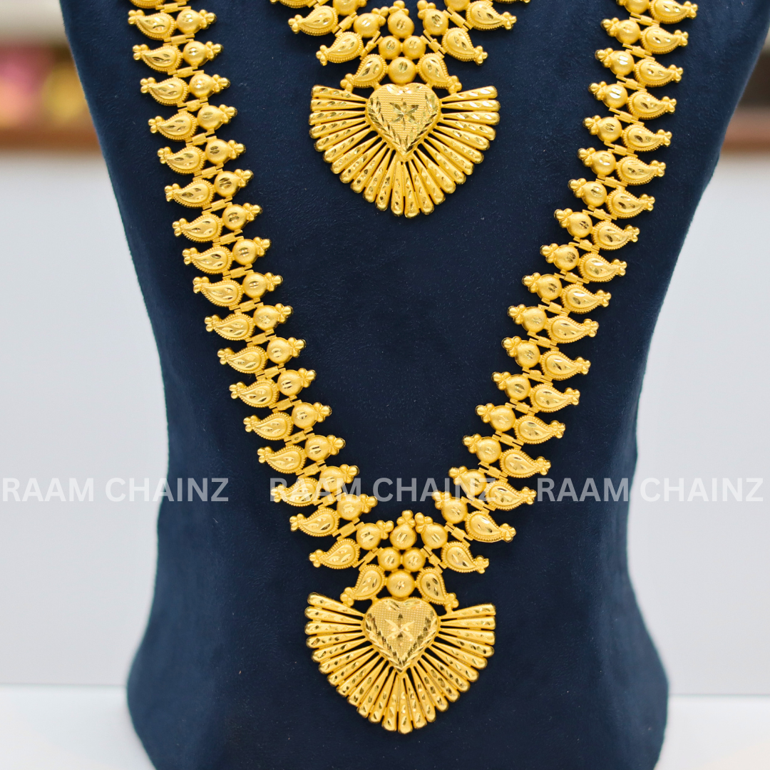 Kerala Forming Haram Combo Set 2 Line (Mango Crape)
