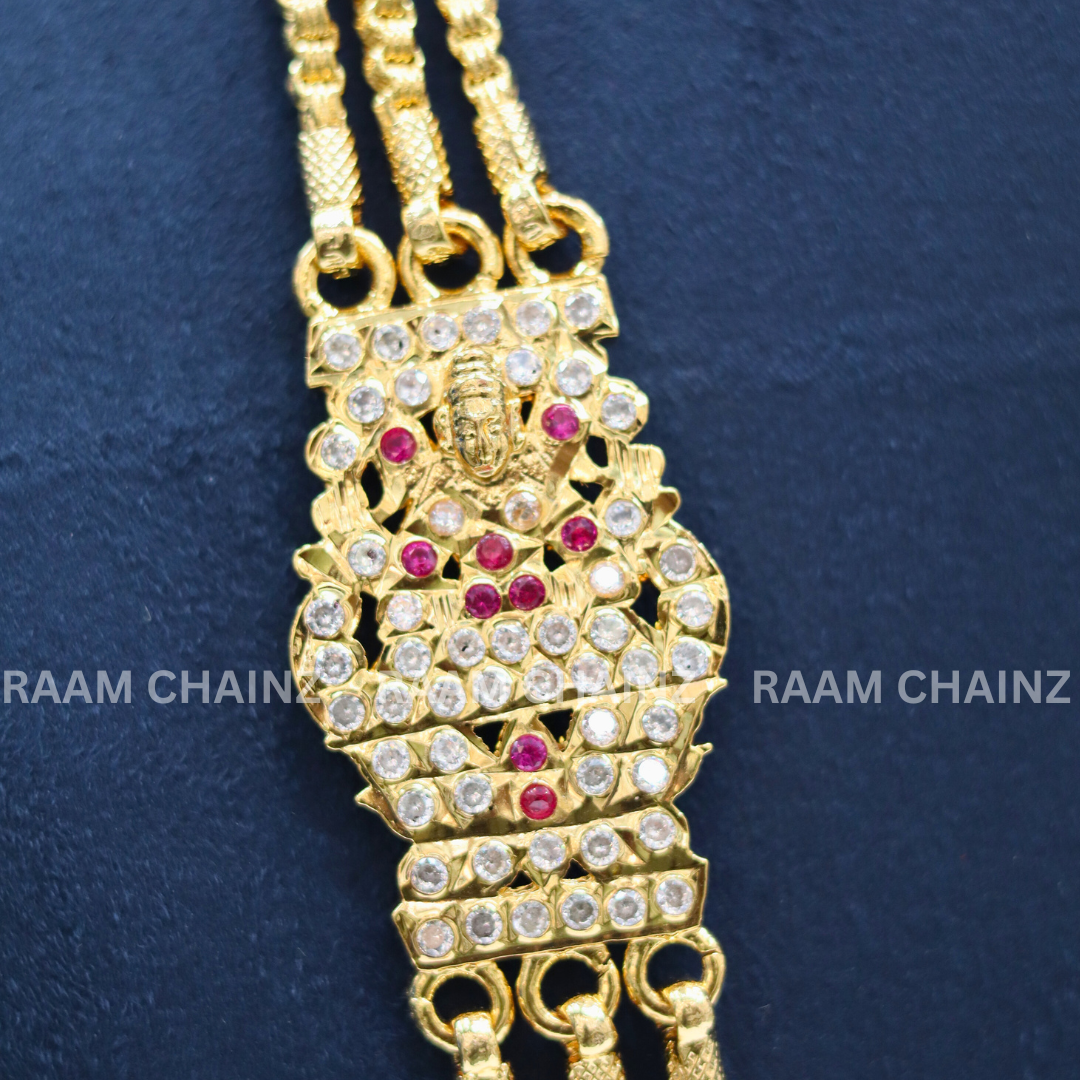 3 line impon mope 10+1 Savitham Chain With Ruby & White