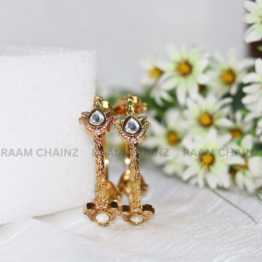 Antique Lotus Kundhan Bangles