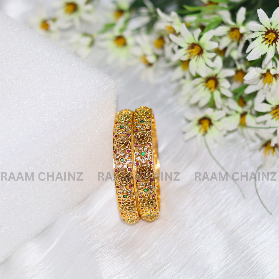 Antique Flower Stone Bangles