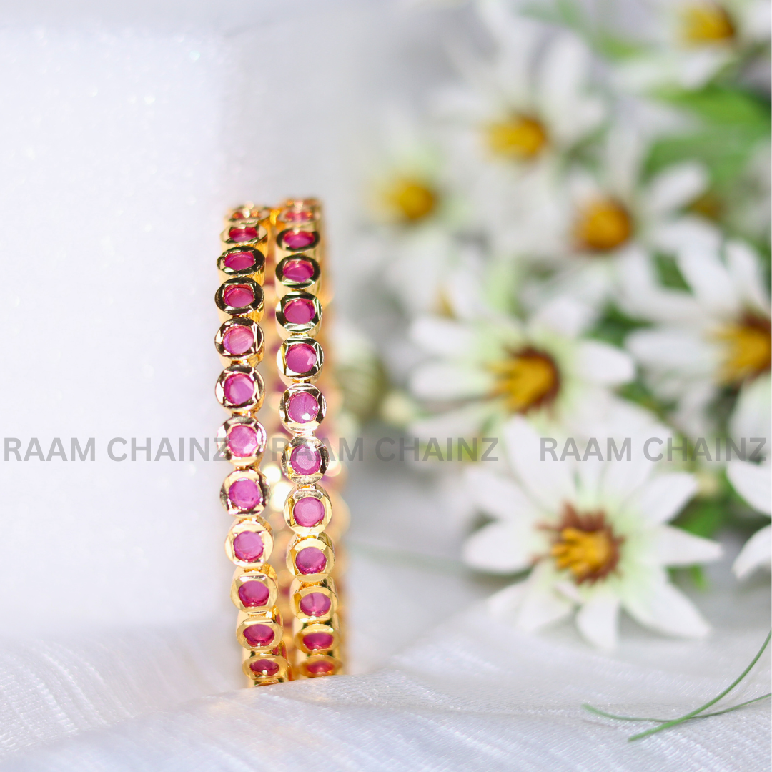 Single Line Ruby Antique Bangles