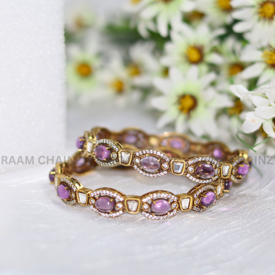 Antique Purple Stone CZ Bangles