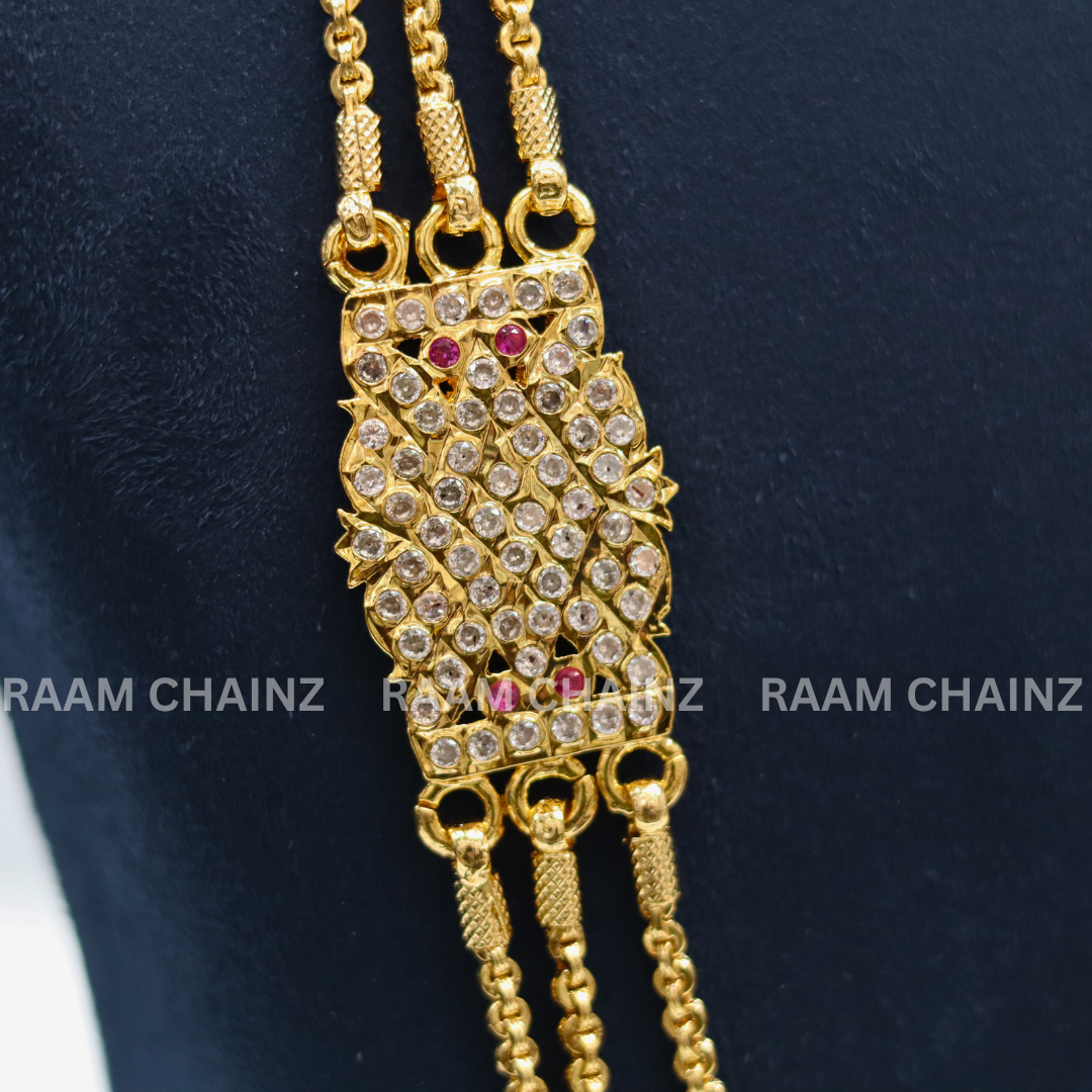 3 line Impon Mope Tyre Chain(Ruby + White)
