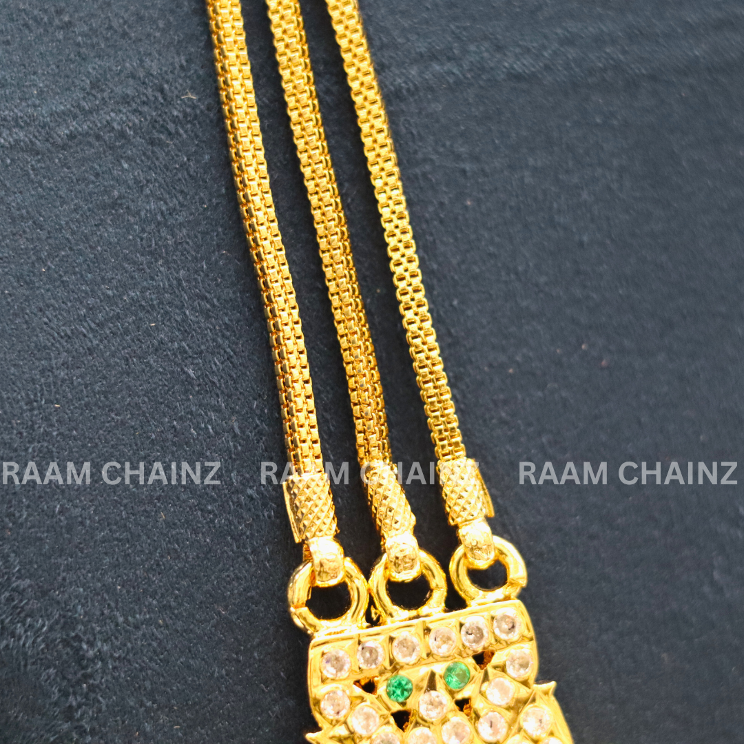 3-line Mope Square Box Chain (Ruby+White)