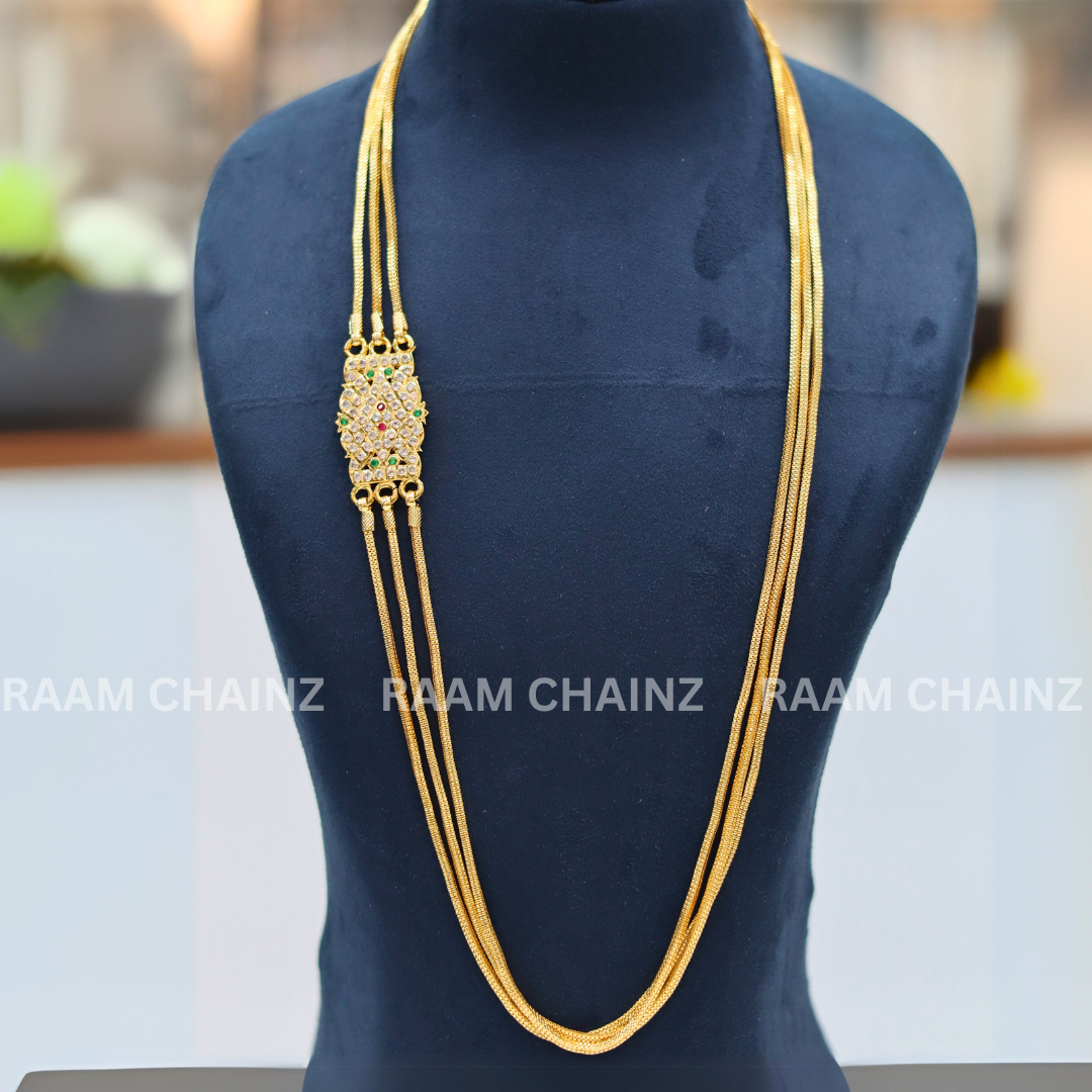 3-line Mope Square Box Chain (Ruby+White)