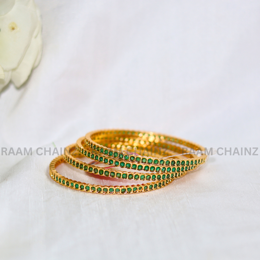 Single Line Green Stone Bangles