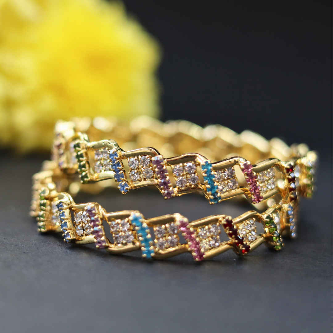 Baby Wave Line Multi Color Stone Bangles
