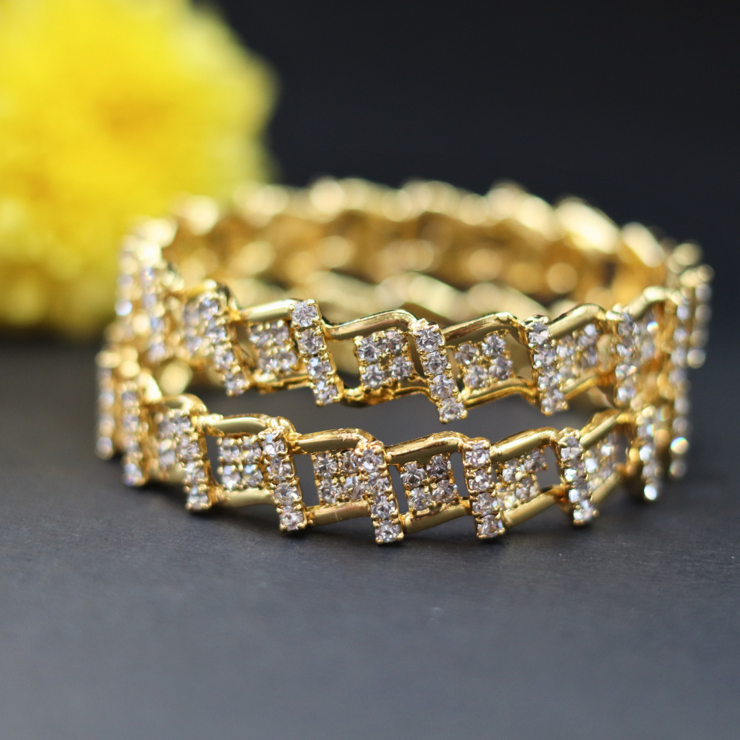 Baby White Stone Wave Line Bangles