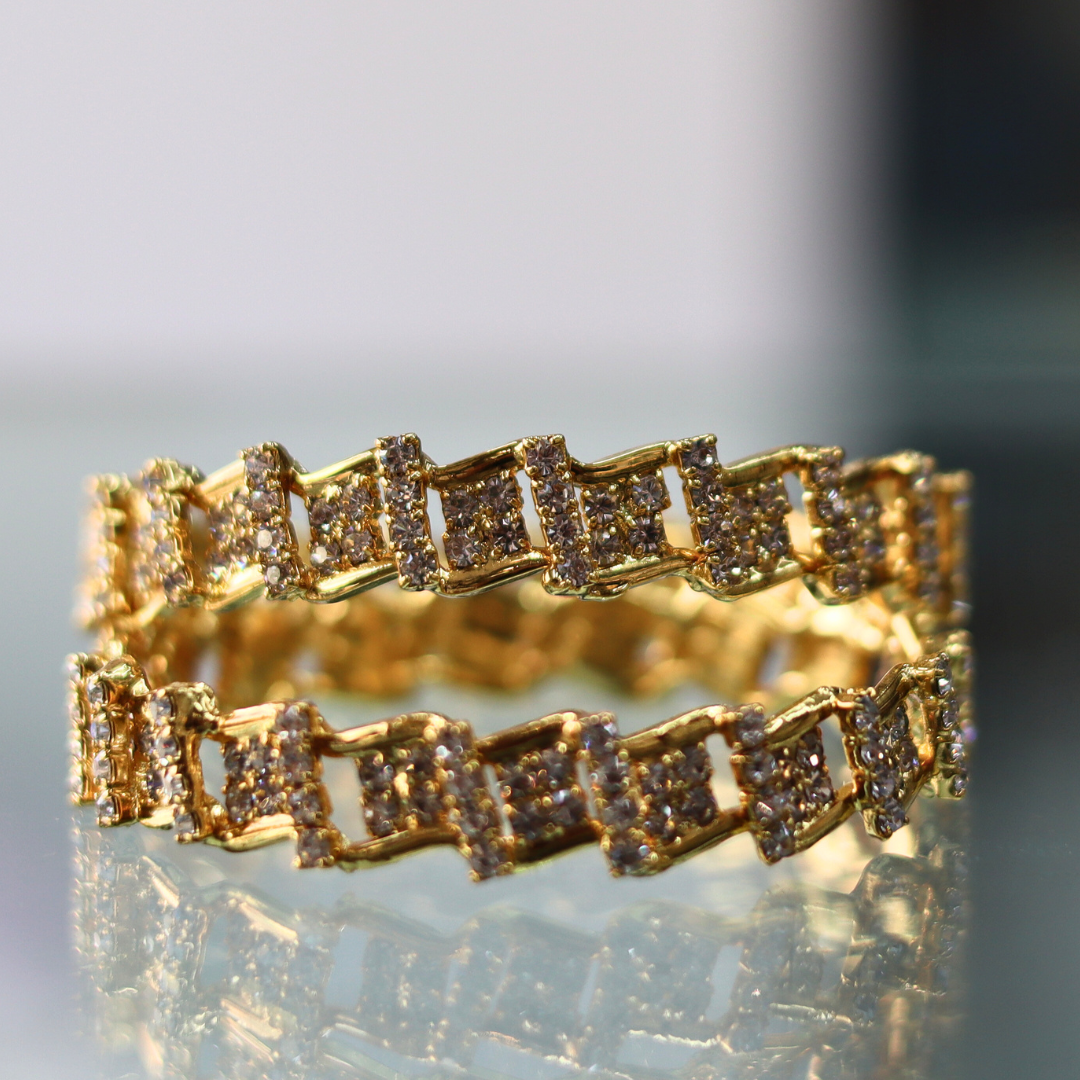 Baby White Stone Wave Line Bangles