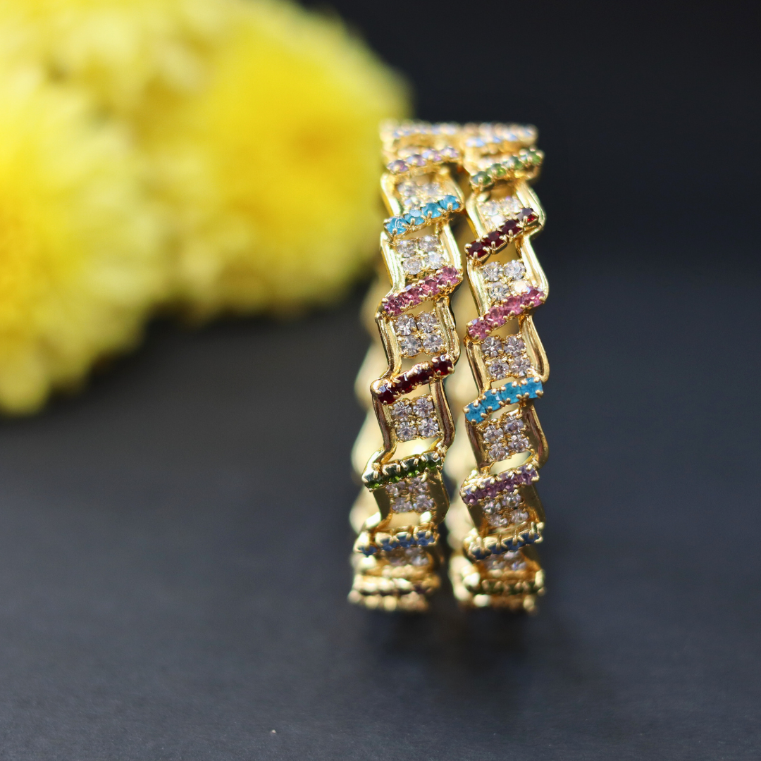 Baby Wave Line Multi Color Stone Bangles