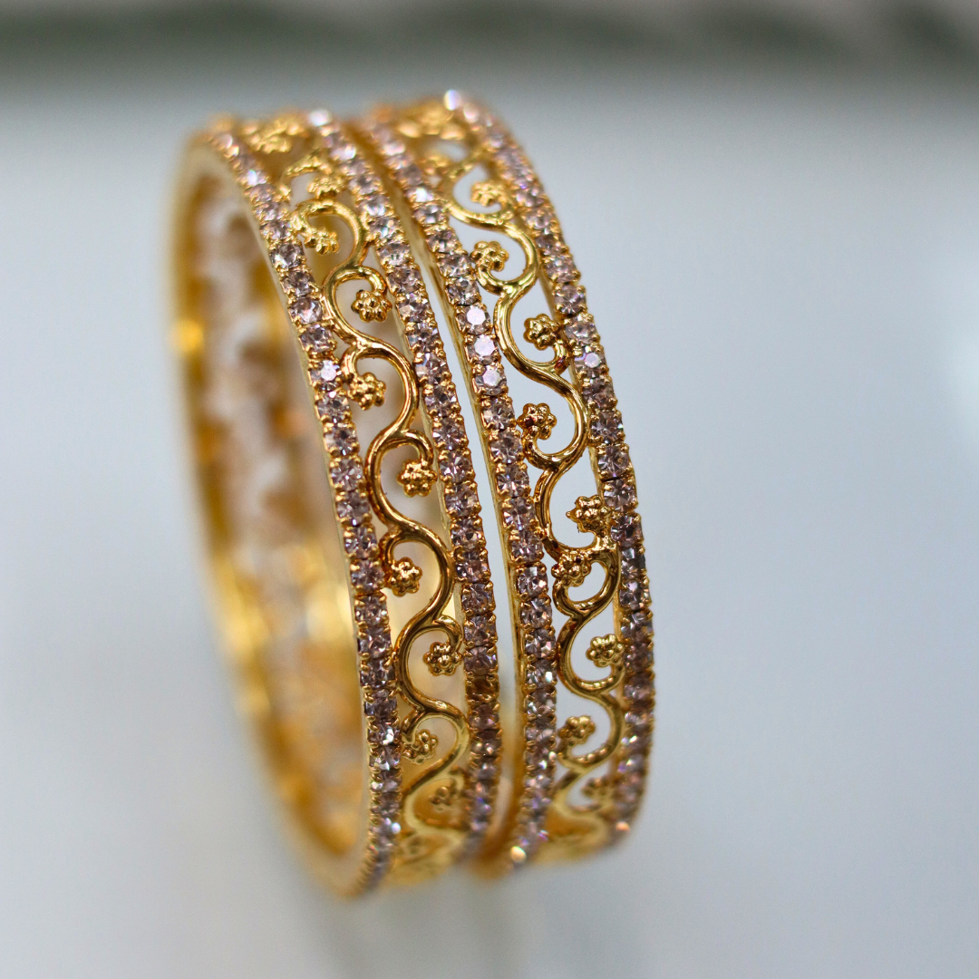 Baby White Stone Bangles 3+1