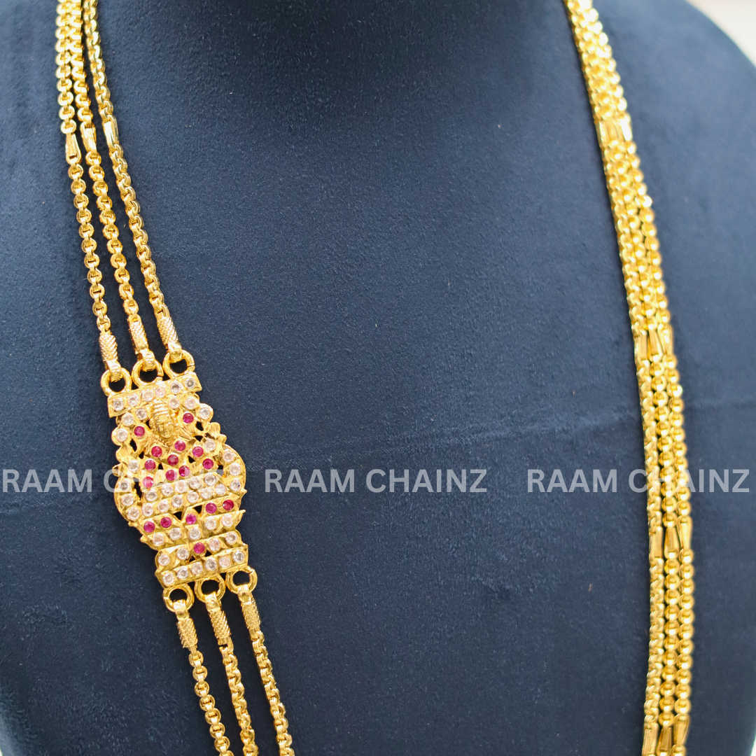 3 Line Mope 10+1 Tyre Chain with Ruby & White