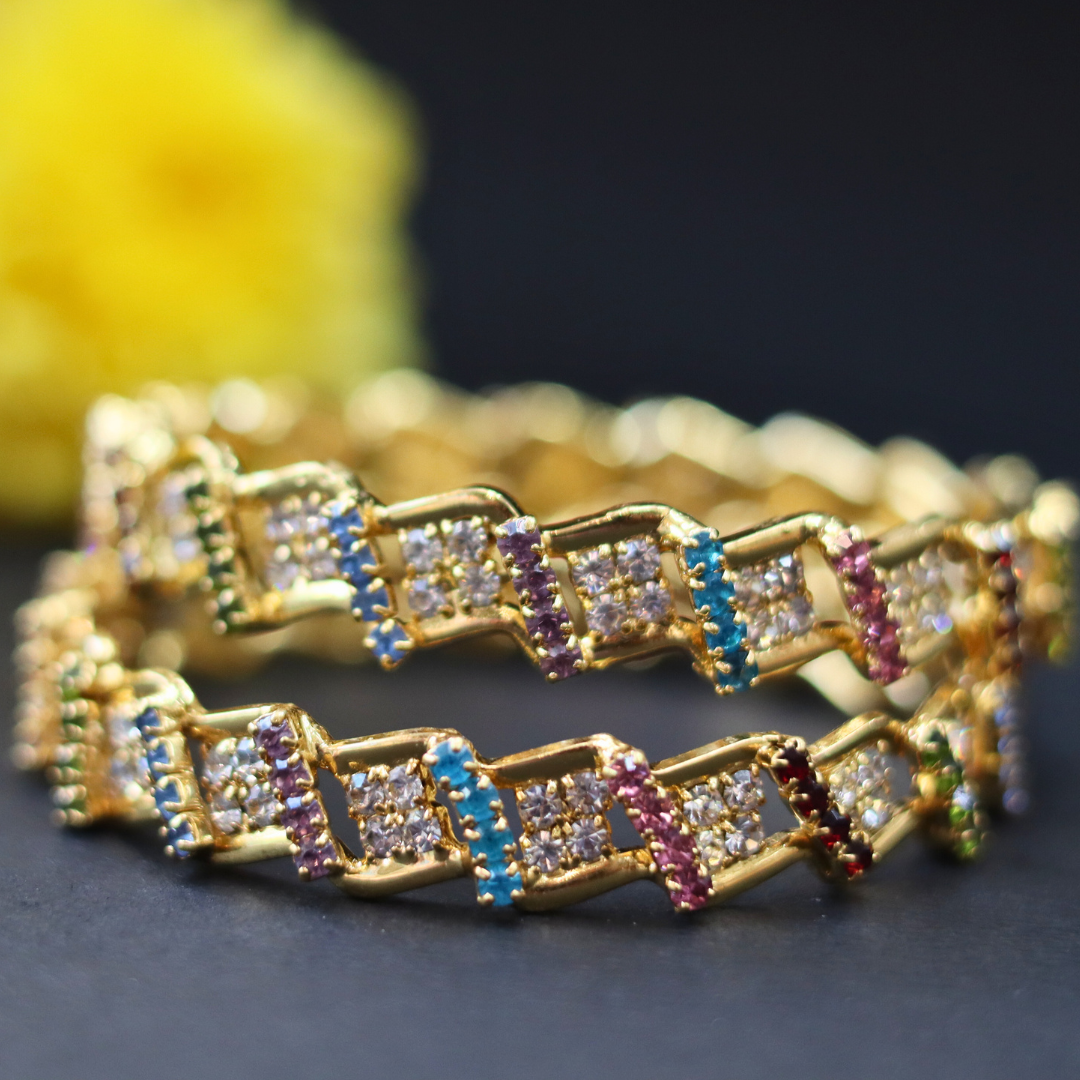 Baby Wave Line Multi Color Stone Bangles