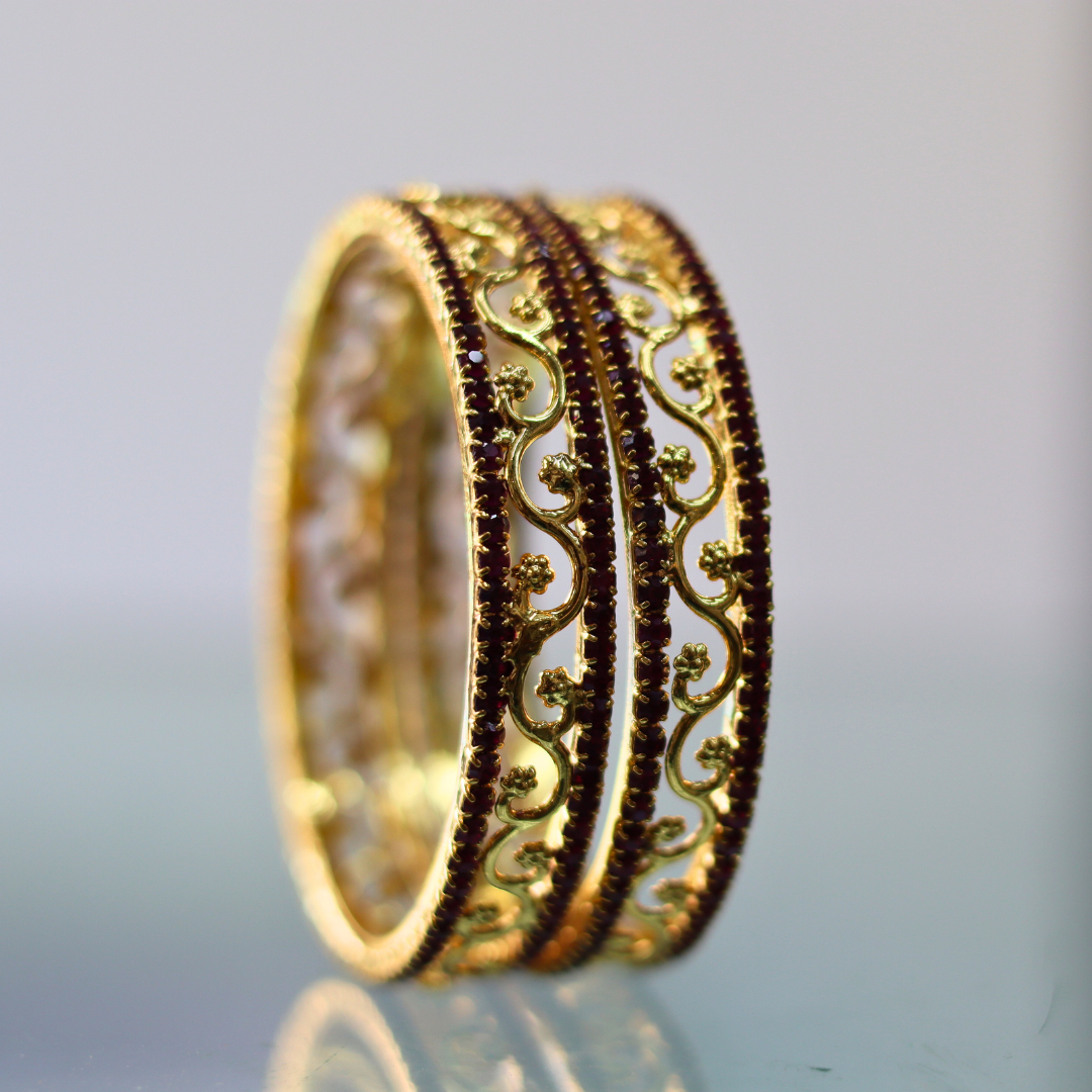 Baby Ruby Stone Bangles 3+1